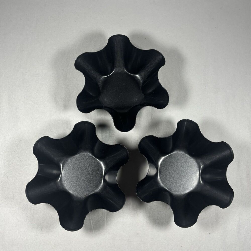 Black Star Flower Tart Mini Pie Pans Set of 3 Nonstick Baking Molds Kitchen